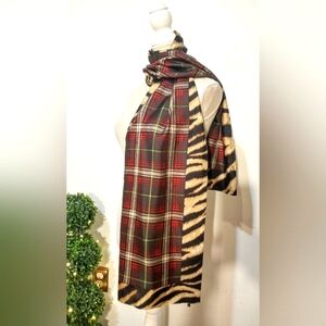 Eyecatcher! Talbot's Vintage Silk Scarf - Plaid & Animal Print